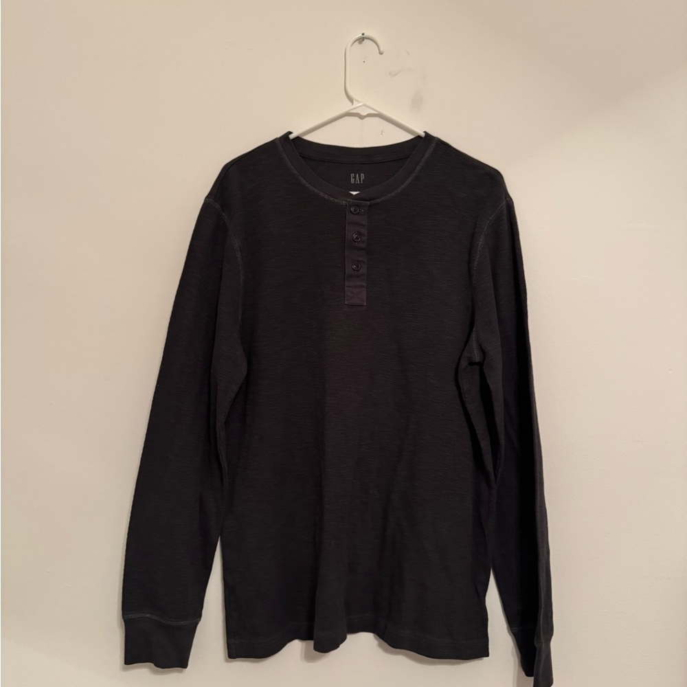 GAP Men's Charcoal Long Sleeve Henley